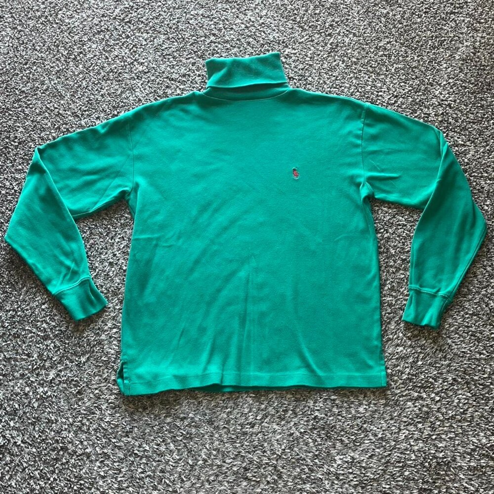Ralph Lauren Green Turtleneck Shirt Women M Soft Girl Preppy Clean Girl Aestheti